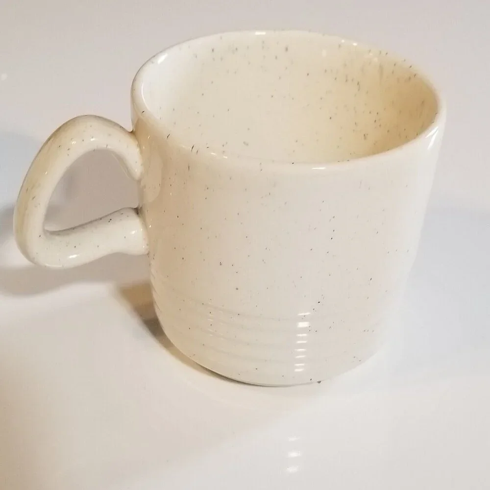 Vintage Made In USA Coffee Mug Cup Stackable Farmhouse Beige Lot of 8 Restaurant - Picture 7 of 9